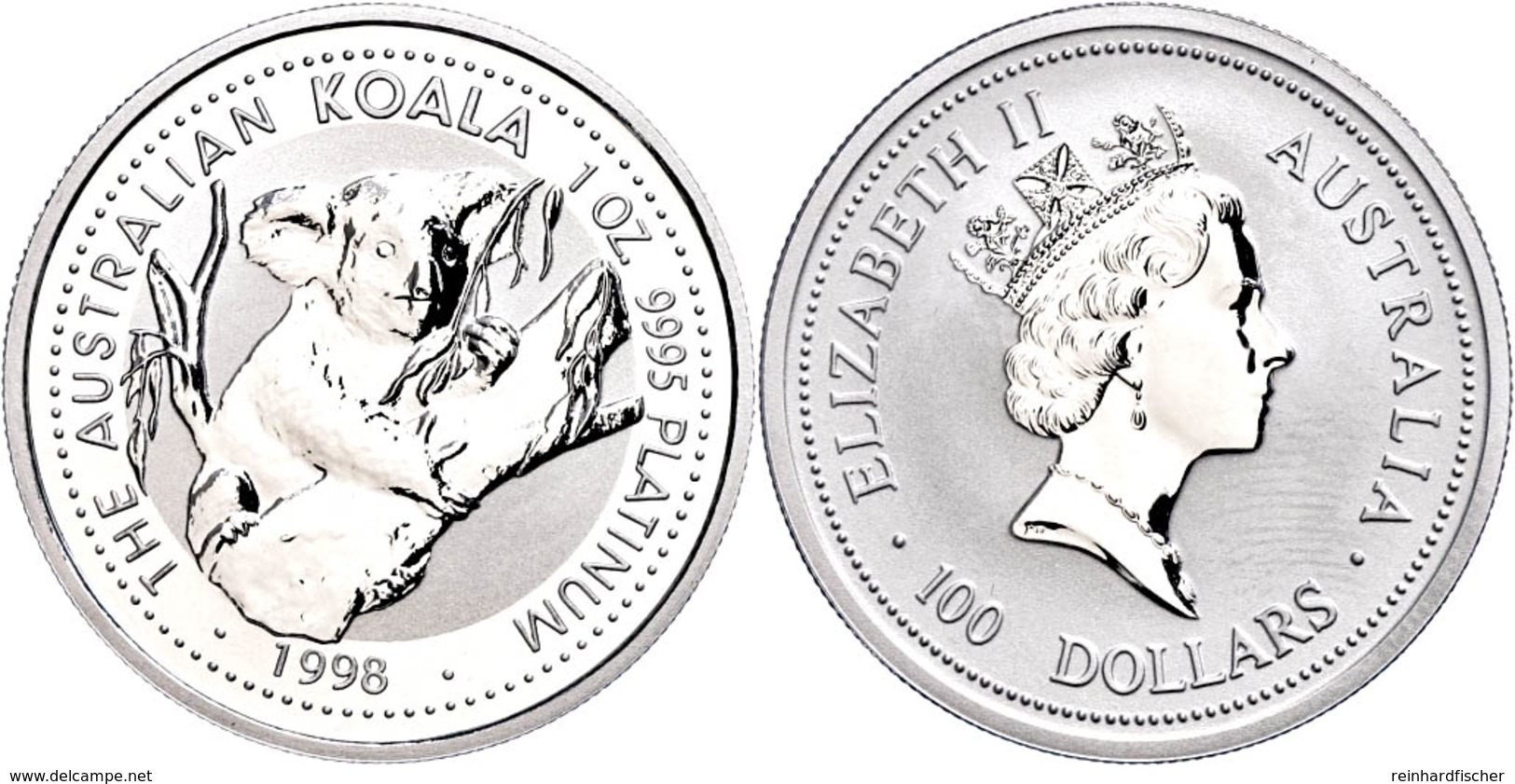 100 Dollars, Platin, 1998, Koala, In Kapsel, St.  St - Autres & Non Classés