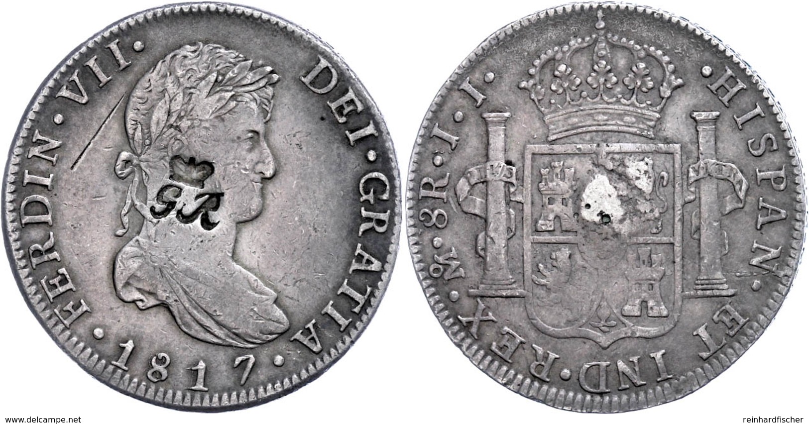 Britisch Honduras, 6 Shilling 1 Penny, 1817, Ferdinand VII., Mit Gegenstempel Auf Mexiko 8 Reales, KM 4.2, Kratzer Auf D - Belize