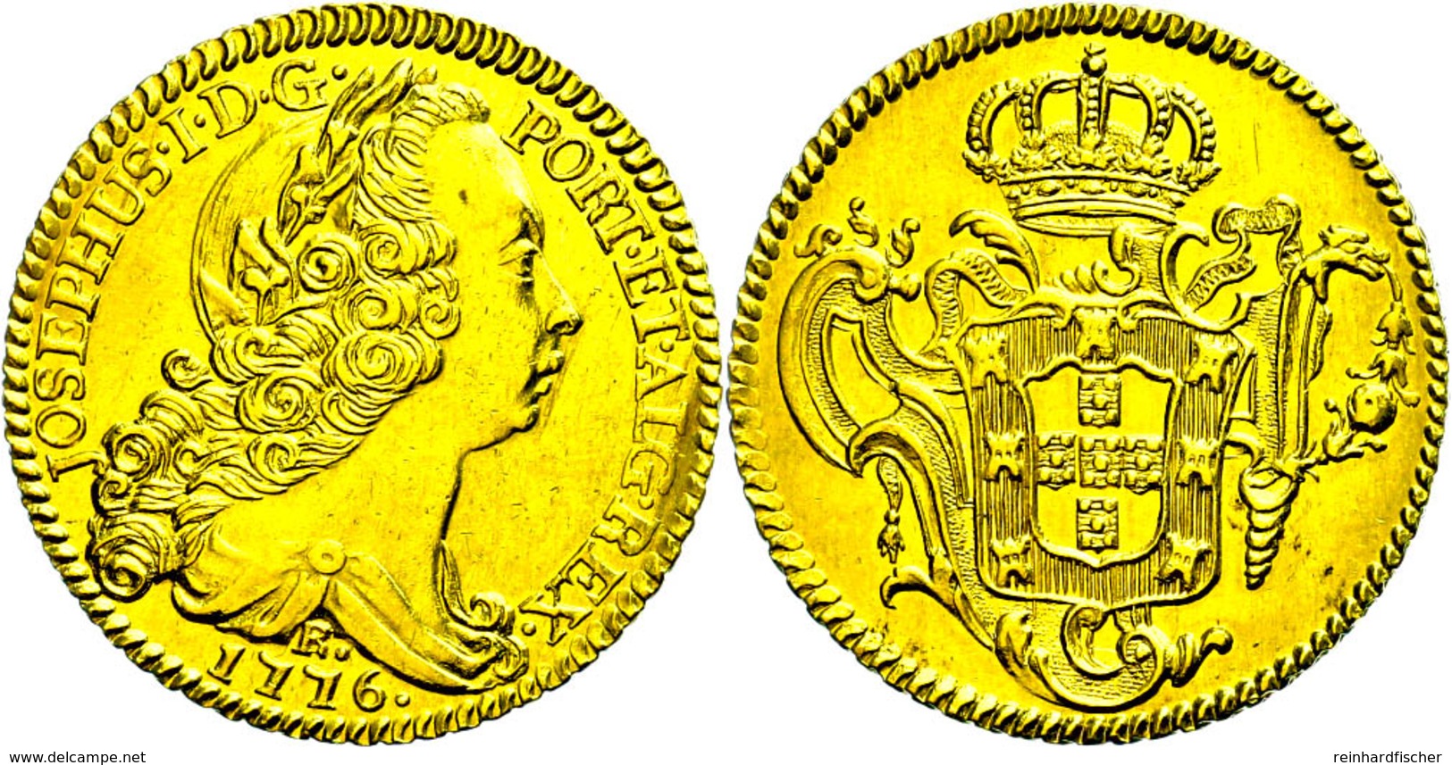 6400 Reis, Gold, 1776, Jose, Rio De Janeiro, Fb. 65, Wz. Kr., Vz.  Vz - Brazil