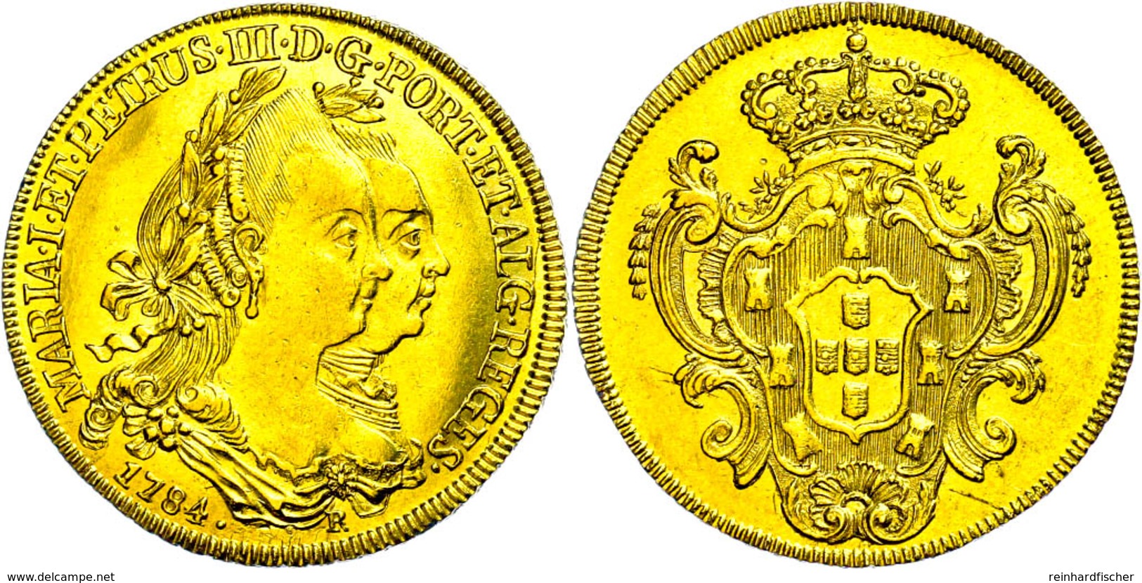 6400 Reis, Gold, 1784, Maria I. Und Pedro III., Rio De Janeiro, Fb. 76, Vz.  Vz - Brasilien