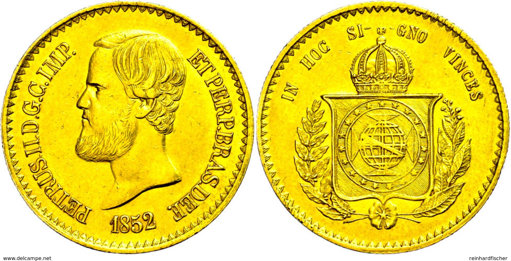 20 000 Reis, Gold, 1852, Pedro II., Rio De Janeiro, Fb. 121, Kl. Kratzer Und Rf., Ss-vz.  Ss-vz - Brasilien