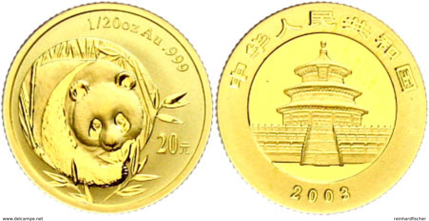 20 Yuan, Gold, 2003, Panda, St.  St - Cina