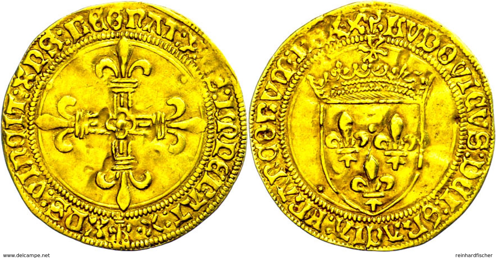 Ecu D'or Au Soleil, O.J. (1461-1483), Ludwig XI., Duplessy 544, Vgl. Fb. 314, Kl. Schrötlingsriss Im Zentrum Und Am Rand - Autres & Non Classés