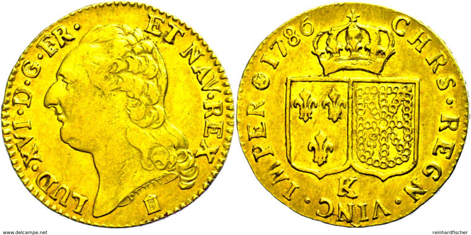 Louis D'or à La Tete Nue, 1786, K (Bordeaux), Louis XVI., Gadoury 361, Etwas Berieben, Ss.  Ss - Altri & Non Classificati