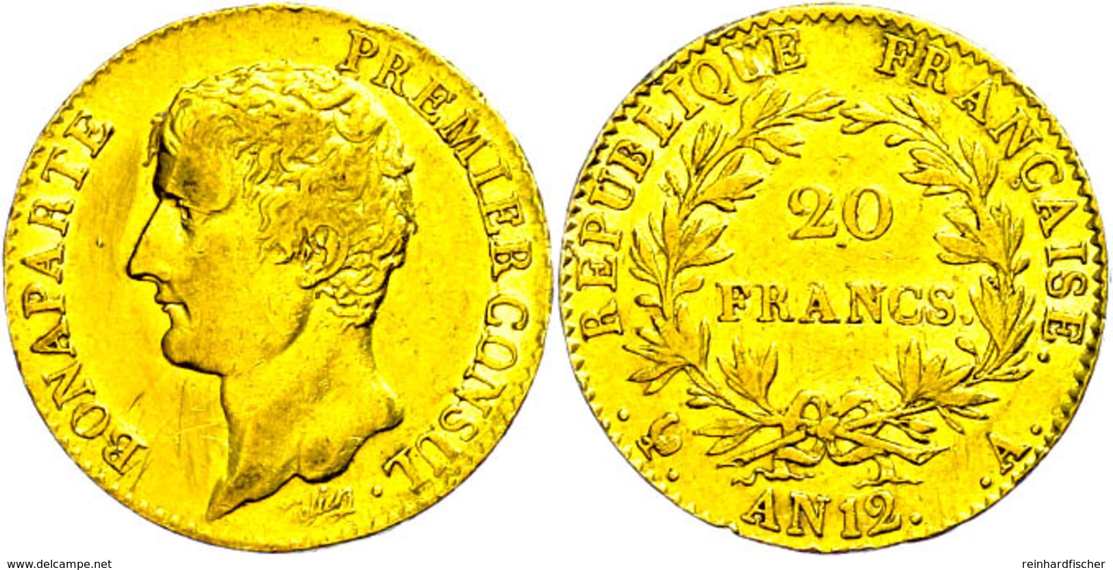 20 Francs, Gold, AN 12 (1803/1804), Napoleon, A, Fb. 487, Berieben/Kratzer Auf Dem Avers, Ss  Ss - Autres & Non Classés