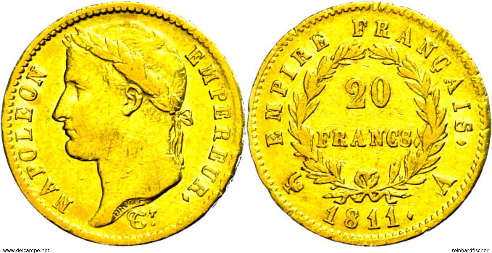 20 Francs, Gold, 1811, A, Napoleon I., Fb. 511, Kl. Rf., Ss.  Ss - Other & Unclassified