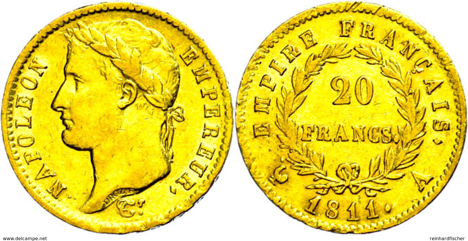 20 Francs, Gold, 1811, A, Napoleon I., Fb. 511, Kl. Rf., Ss.  Ss - Other & Unclassified