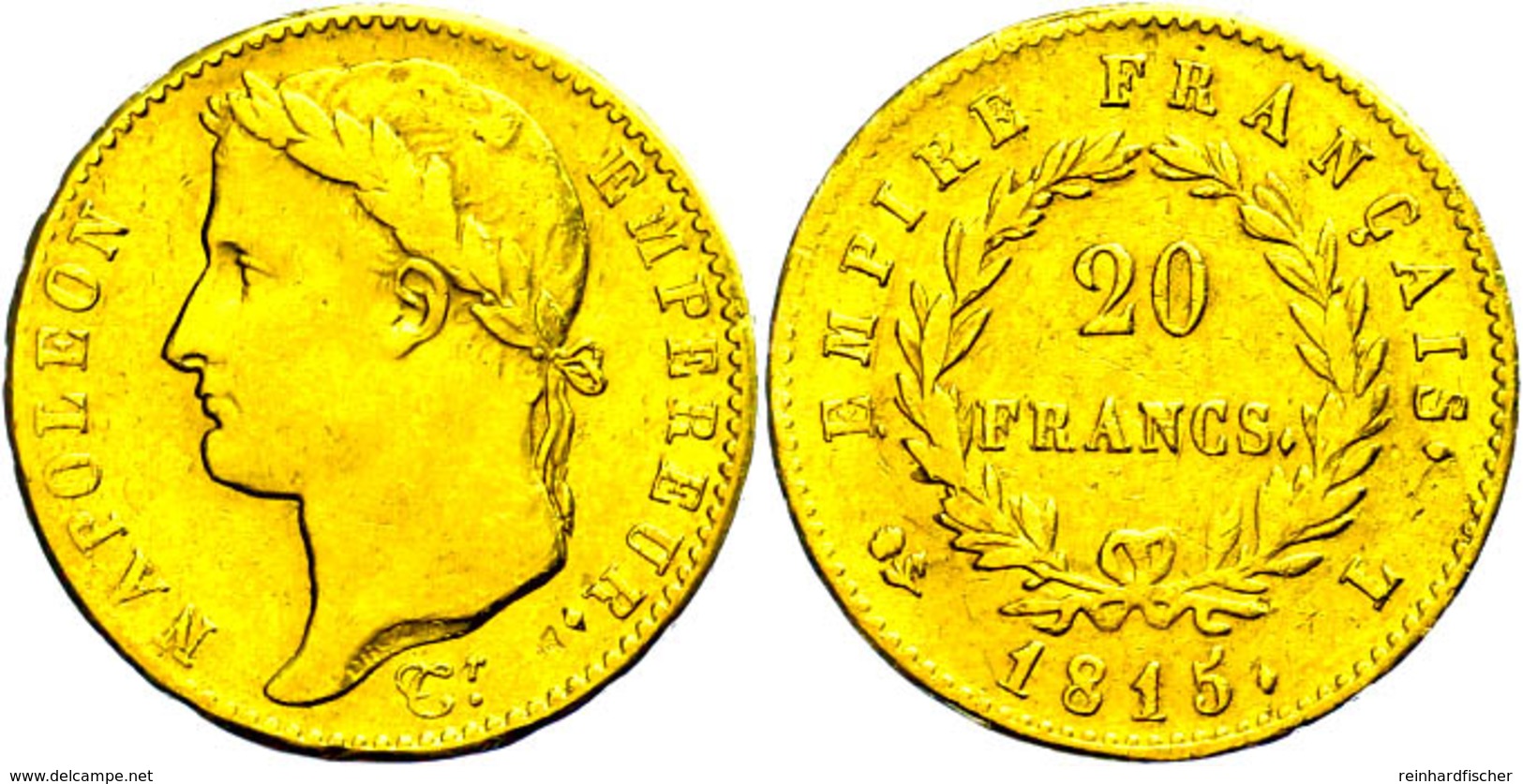 20 Francs, Gold, 1815, L (Bayonne), Napoleon I., Kl. Rf., Ss.  Ss - Sonstige & Ohne Zuordnung