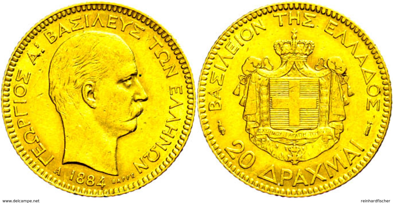 20 Drachmen, Gold, 1884, Georg I., Fb. 18, Ss.  Ss - Griechenland