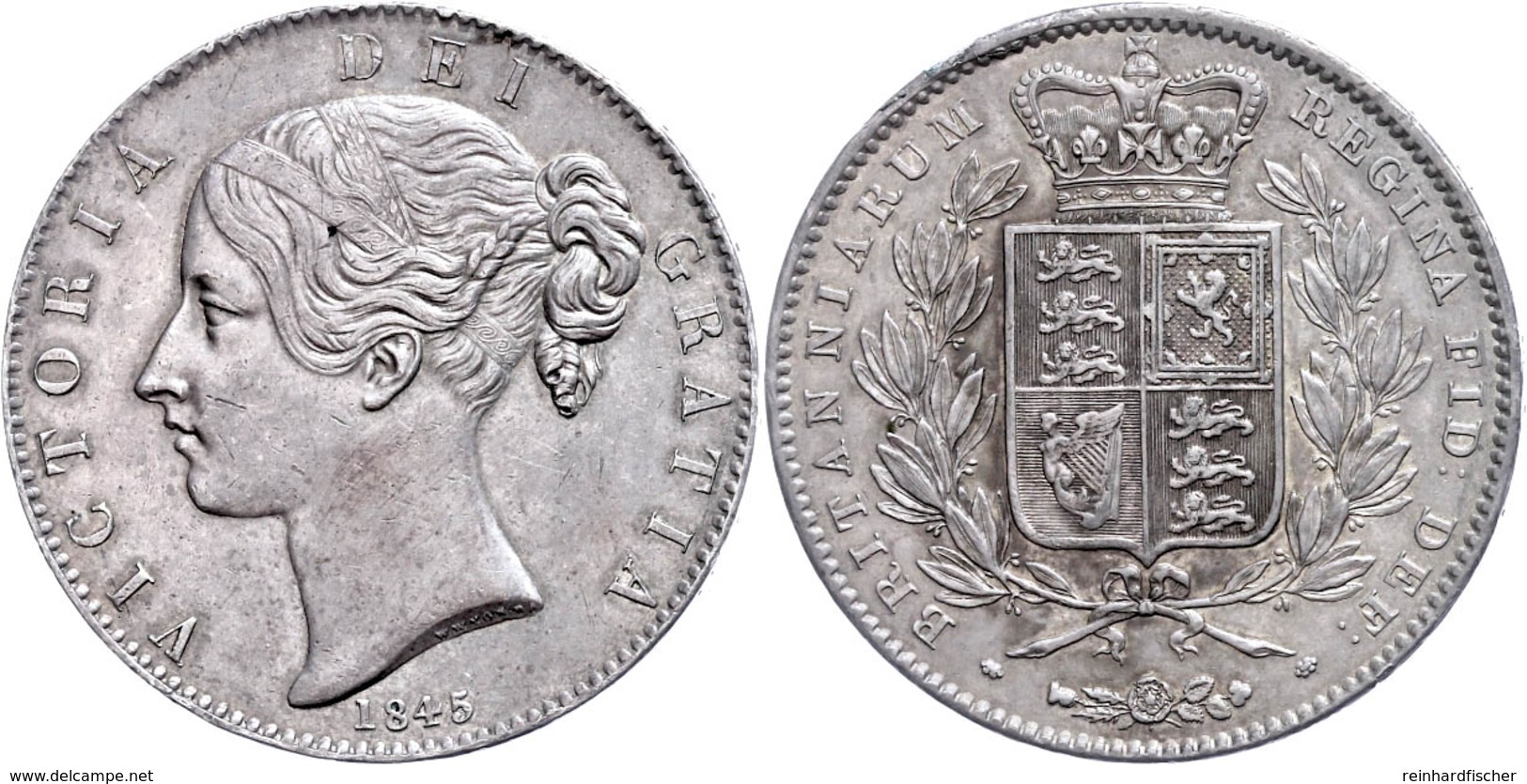 Crown, 1845, Victoria, VIII, Dav. 105, Seaby 3882, Schrötlingsfehler Am Rand, Ss-vz.  Ss-vz - Sonstige & Ohne Zuordnung