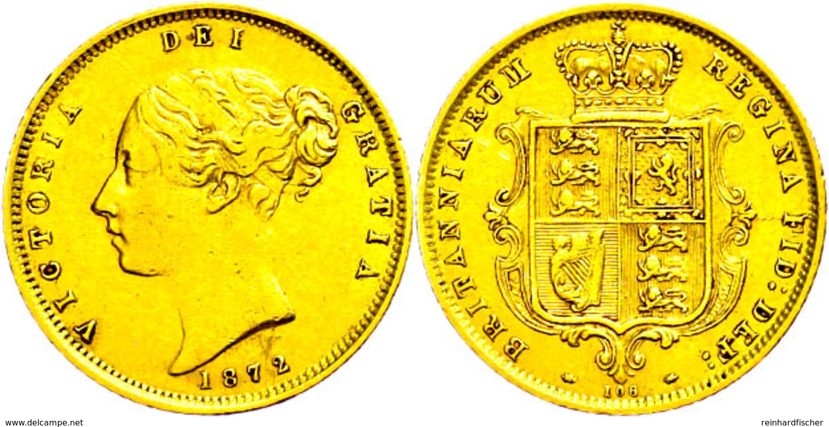 1/2 Sovereign, Gold, 1872, Victoria, London, Fb. 389, Ss.  Ss - Andere & Zonder Classificatie