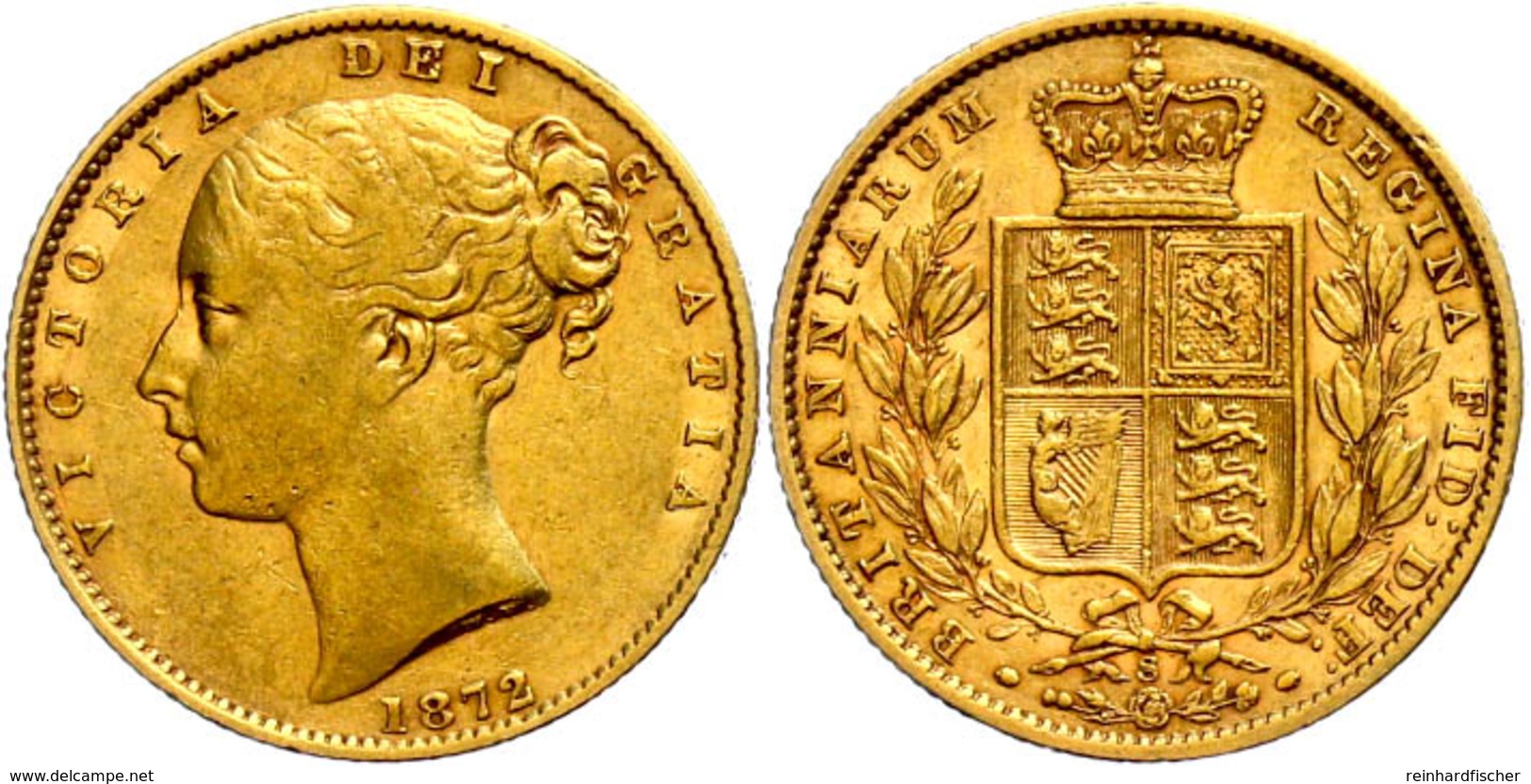 Sovereign, Gold, 1872, Victoria, Stempel Nr. 8, Fb. 387i, Kratzer Auf Dem Avers, Kl. Rf., Ss  Ss - Other & Unclassified