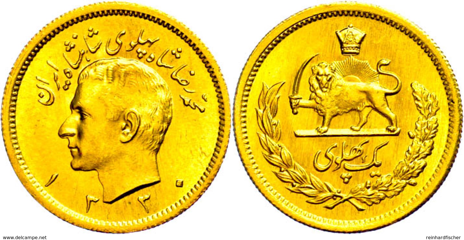 Pahlavi, Gold, 1951 (SH 1330), Mohammed Reza Pahlavi, Fb. 101, F. St. - Irán