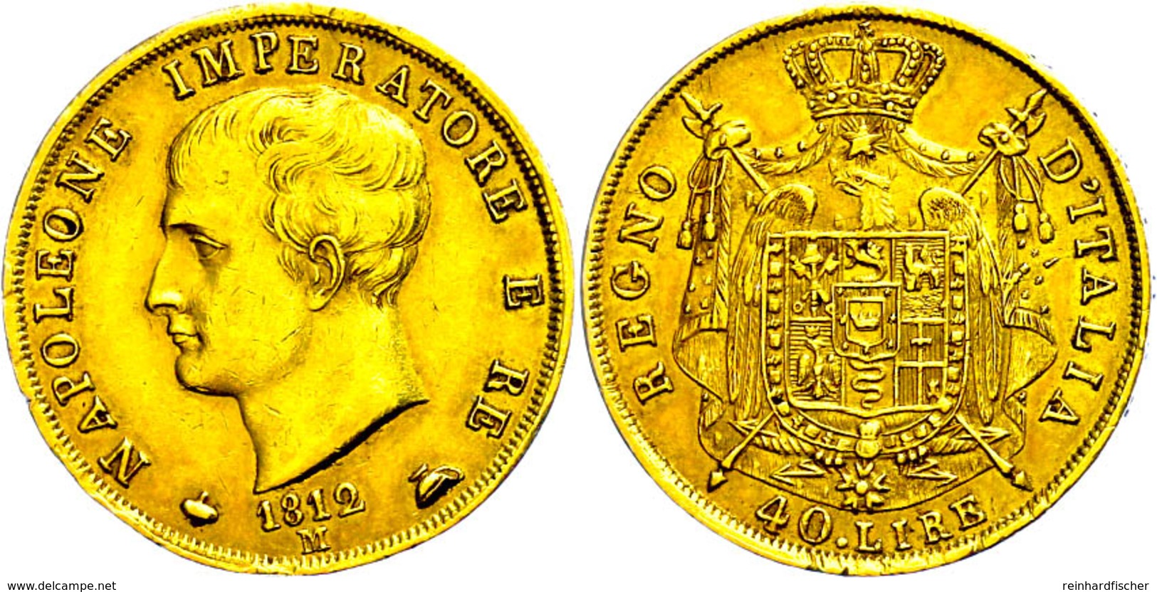 40 Lire, Gold, 1812, M, Napoleon I., Fb. 5, Kl. Rf., Ss.  Ss - Sonstige & Ohne Zuordnung