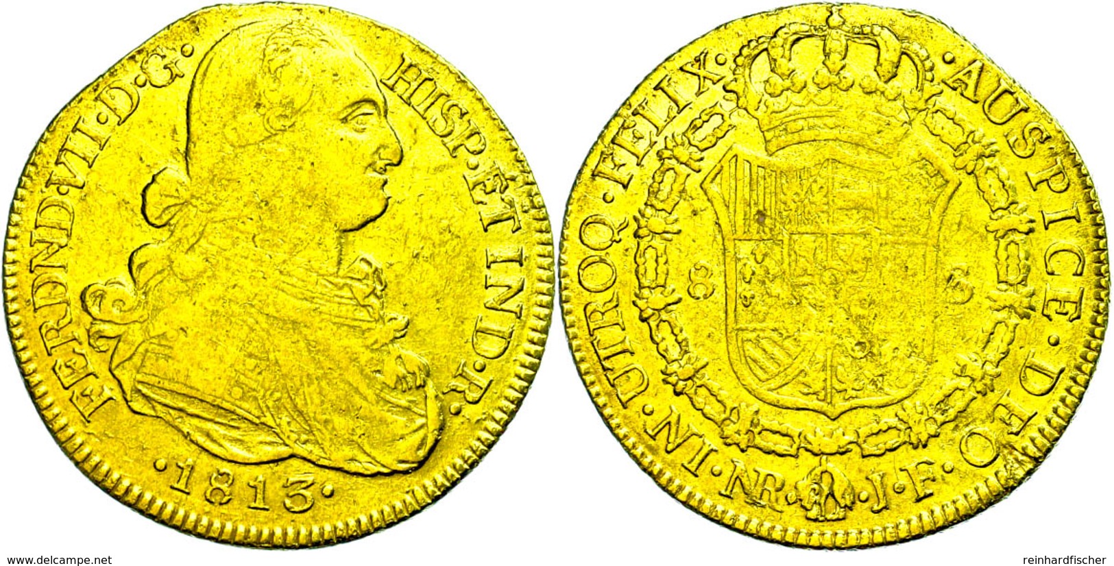 8 Escudos, Gold, 1813, Ferdinand VII., JF, Santa Fe De Nuevo Reino, Fb. 60, Ss.  Ss - Colombia