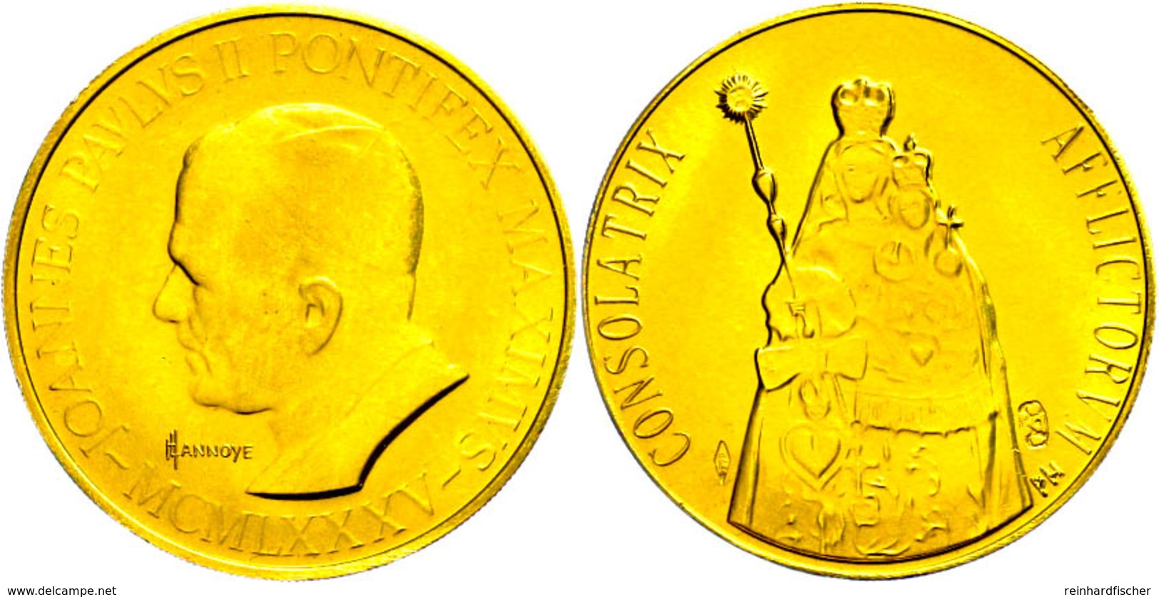 Goldmedaille (40 Francs), 1985, Besuch Papst Johannes Paul II., Probst 013, St. Auflage Nur 1.575 Stück.  St - Luxembourg