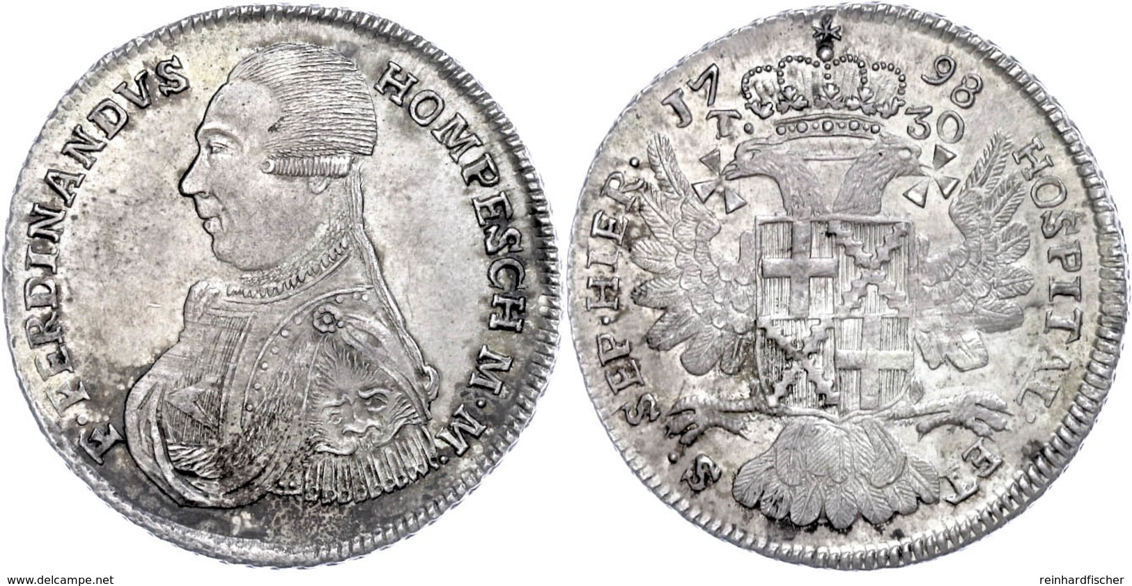 30 Tari, 1798, Ferdinand Von Hompesch, Dav. 1611, Vz-st.  Vz-st - Malta