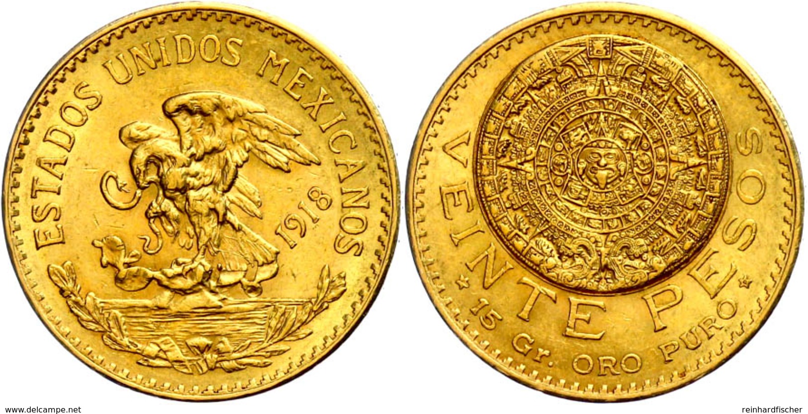 20 Pesos Gold, 1918, Fb. 171, Ss-vz.  Ss-vz - Mexiko