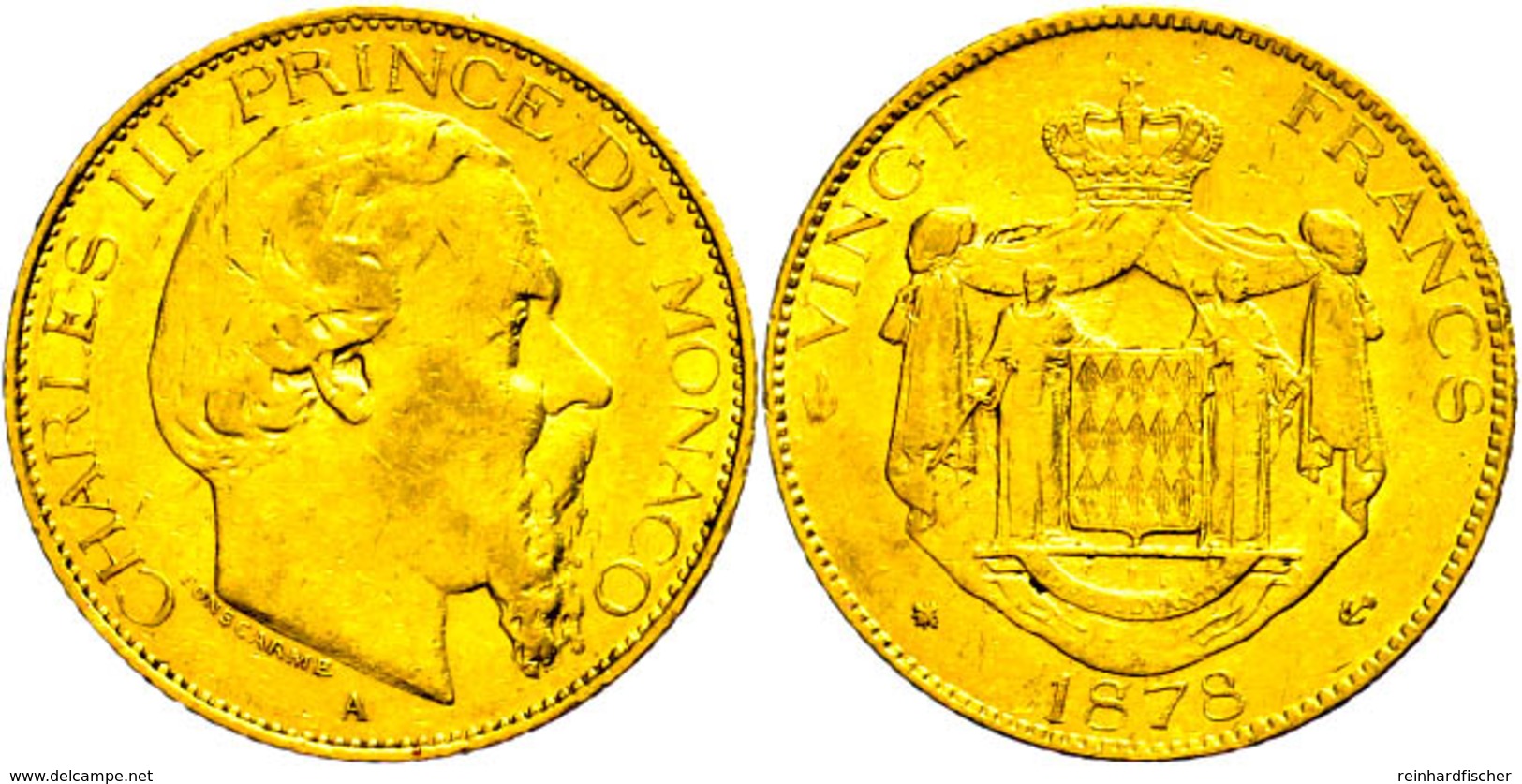 20 Francs, Gold, 1879, Charles III., Fb. 12, Kl. Rf., Ss.  Ss - Other & Unclassified