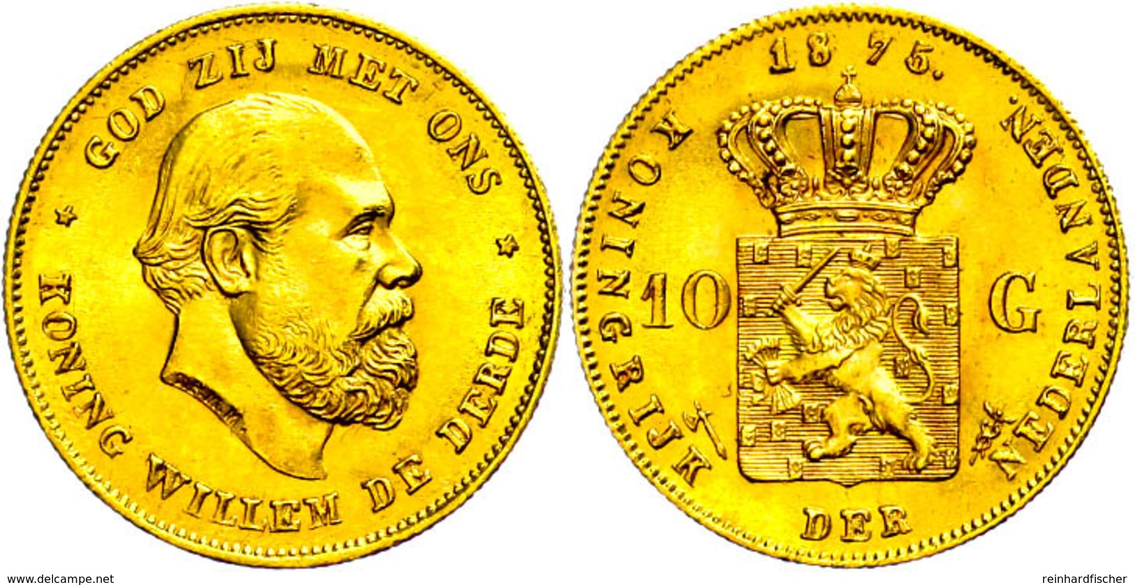 10 Gulden, Gold, 1875, Wilhelm III., Fb. 342, Vz.  Vz - Sonstige & Ohne Zuordnung