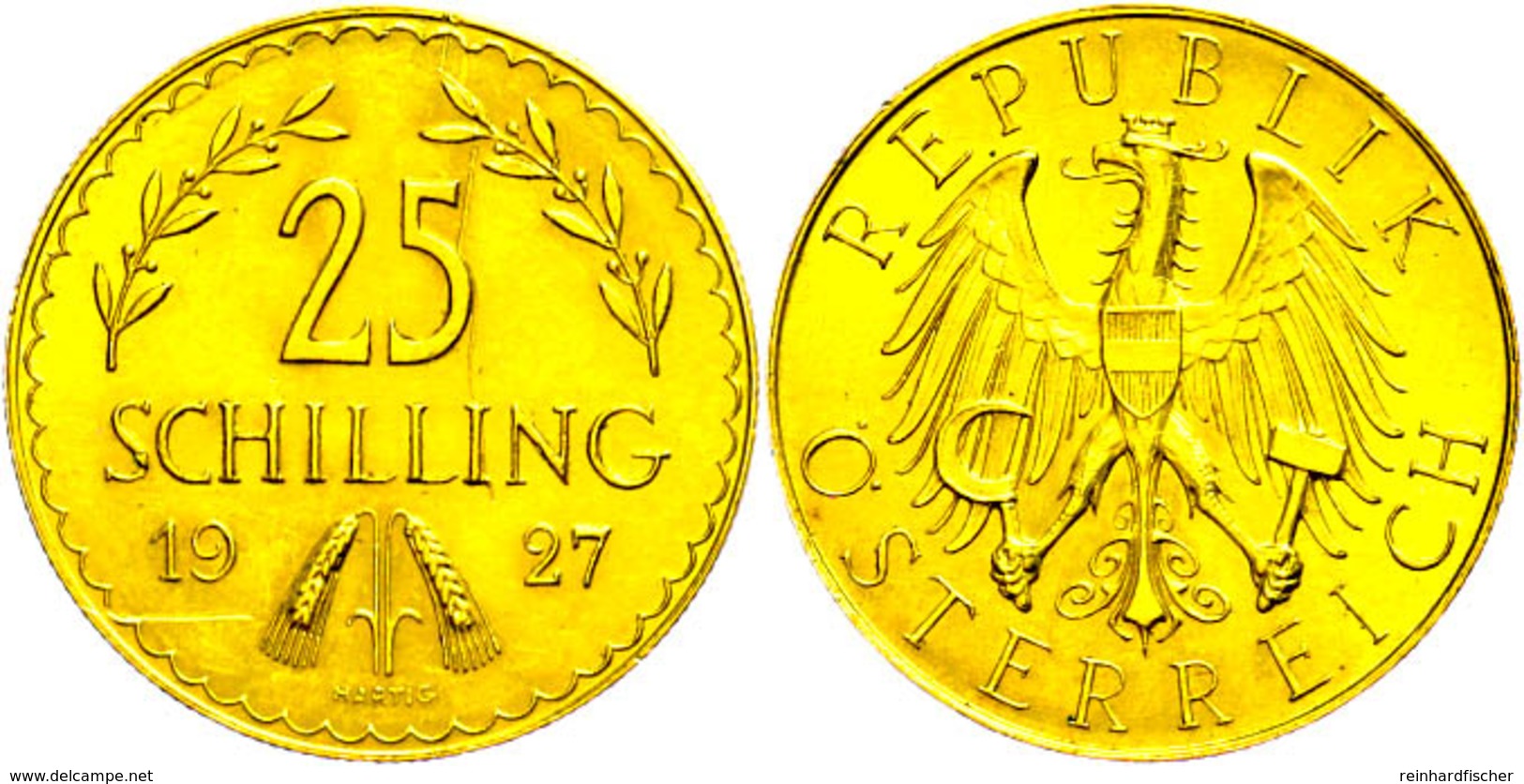 25 Schilling, Gold, 1927, Fb. 521, Kratzer, Vz-st.  Vz - Austria