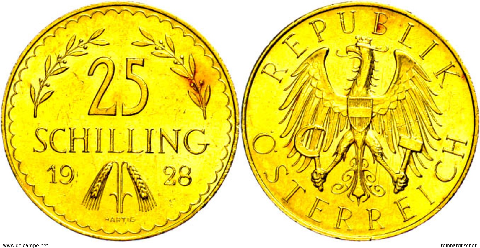 25 Schilling, Gold, 1928, Fb. 521, Vz.  Vz - Autriche