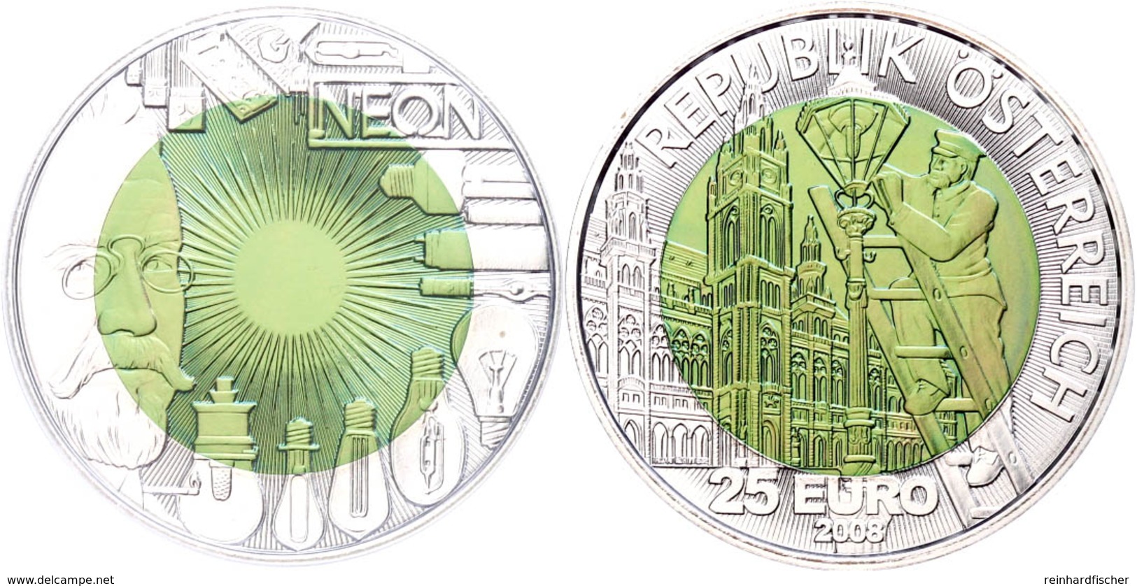 25 Euro 2008, Silber/Niob, 150. Geburtstag Von Carl Freiherr Auer Von Welsbach, In Kapsel, Ohne Etui Und Zertifikat, Han - Austria