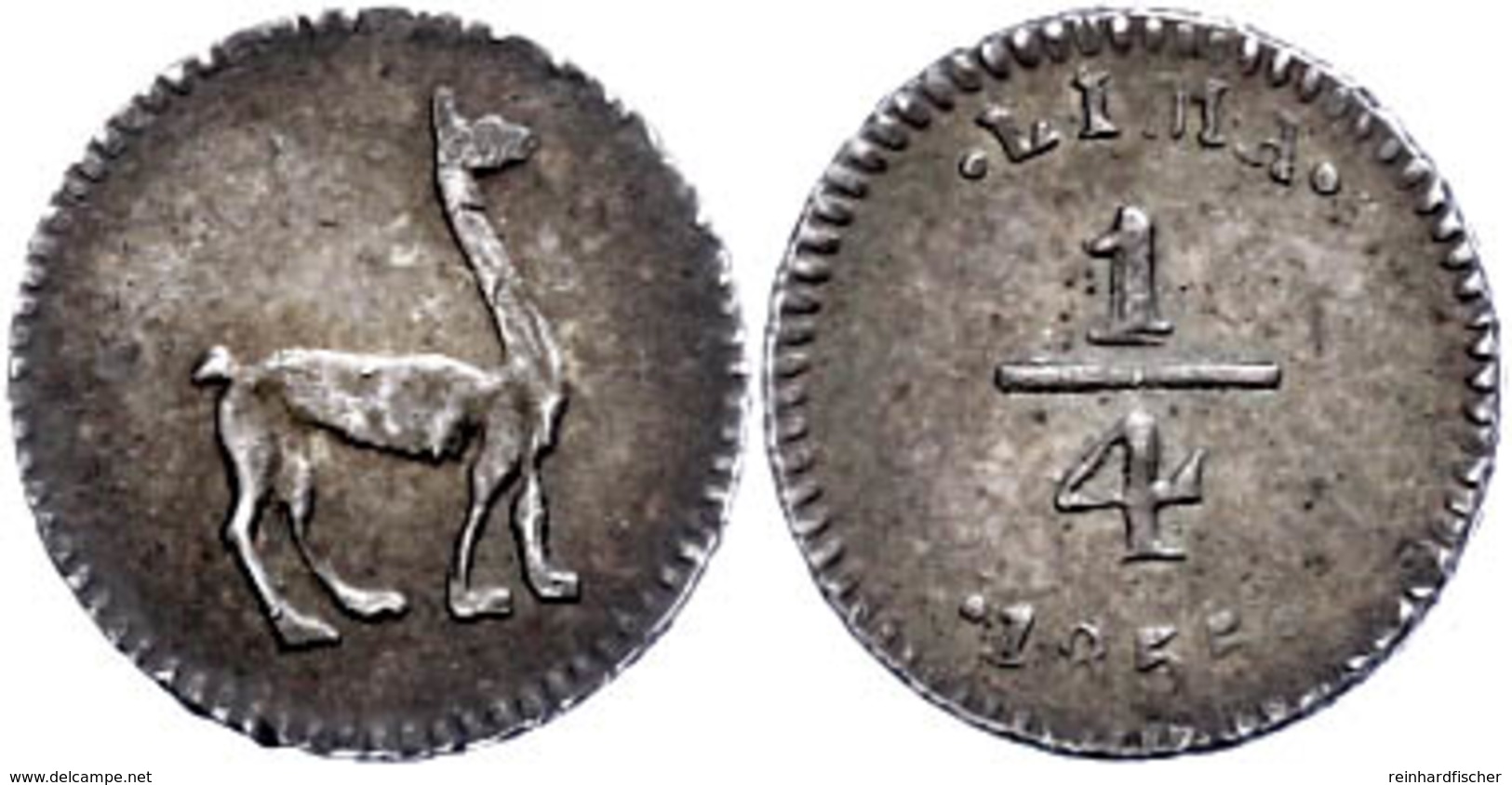 1/4 Real, 1834, Lima, KM 143.1, Vz.  Vz - Perú