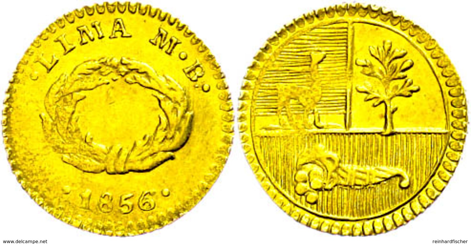 1/2 Escudo, Gold, 1856, Lima, MB, KM 146.1, Leichte Prägeschwäche, Vz.  Vz - Perú