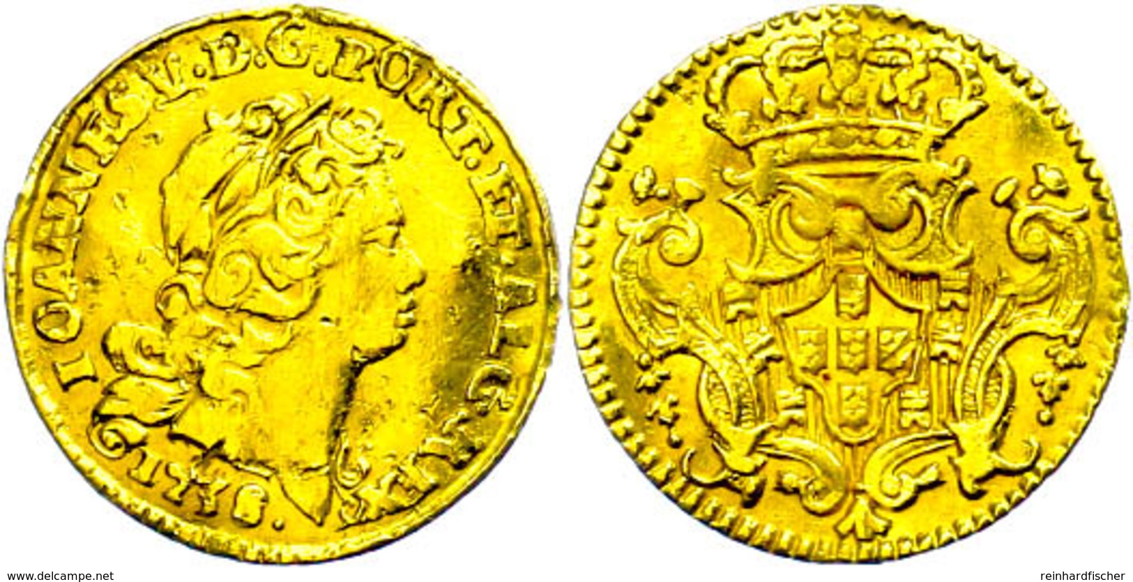 800 Reis, Gold, 1738, Joao V., Wellig, Kratzer, Ss.  Ss - Portogallo