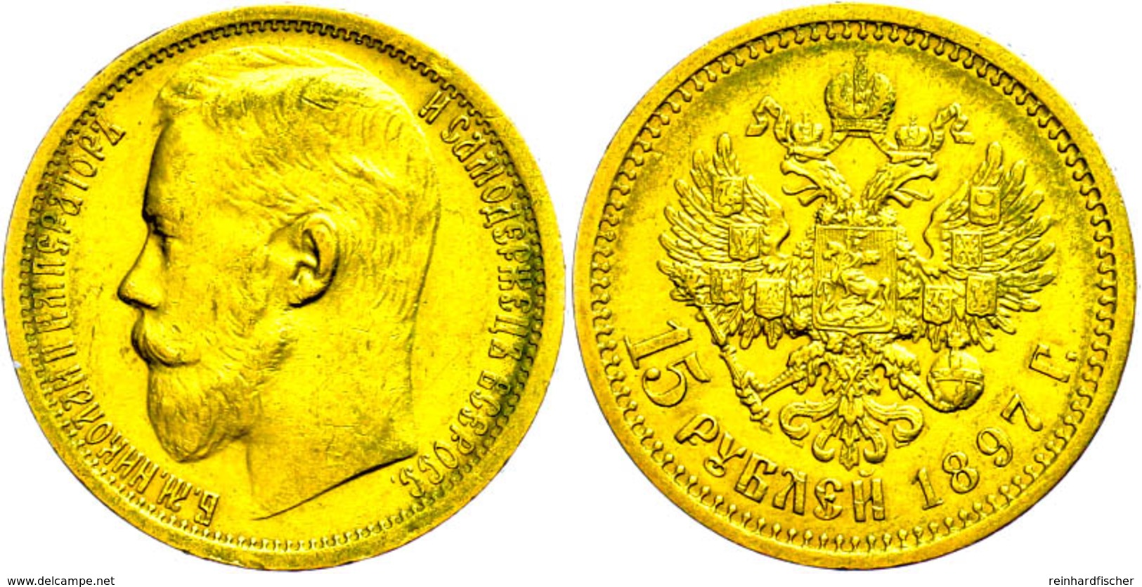 15 Rubel, Gold, 1897, Nikolaus II., Fb. 177, Ss-vz.  Ss-vz - Russia