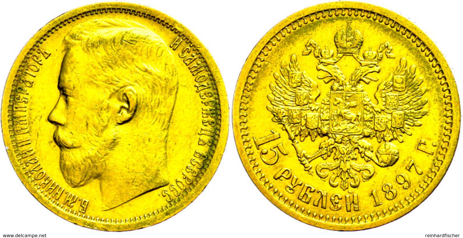 15 Rubel, Gold, 1897, Nikolaus II., Fb. 177, Ss-vz.  Ss-vz - Russie