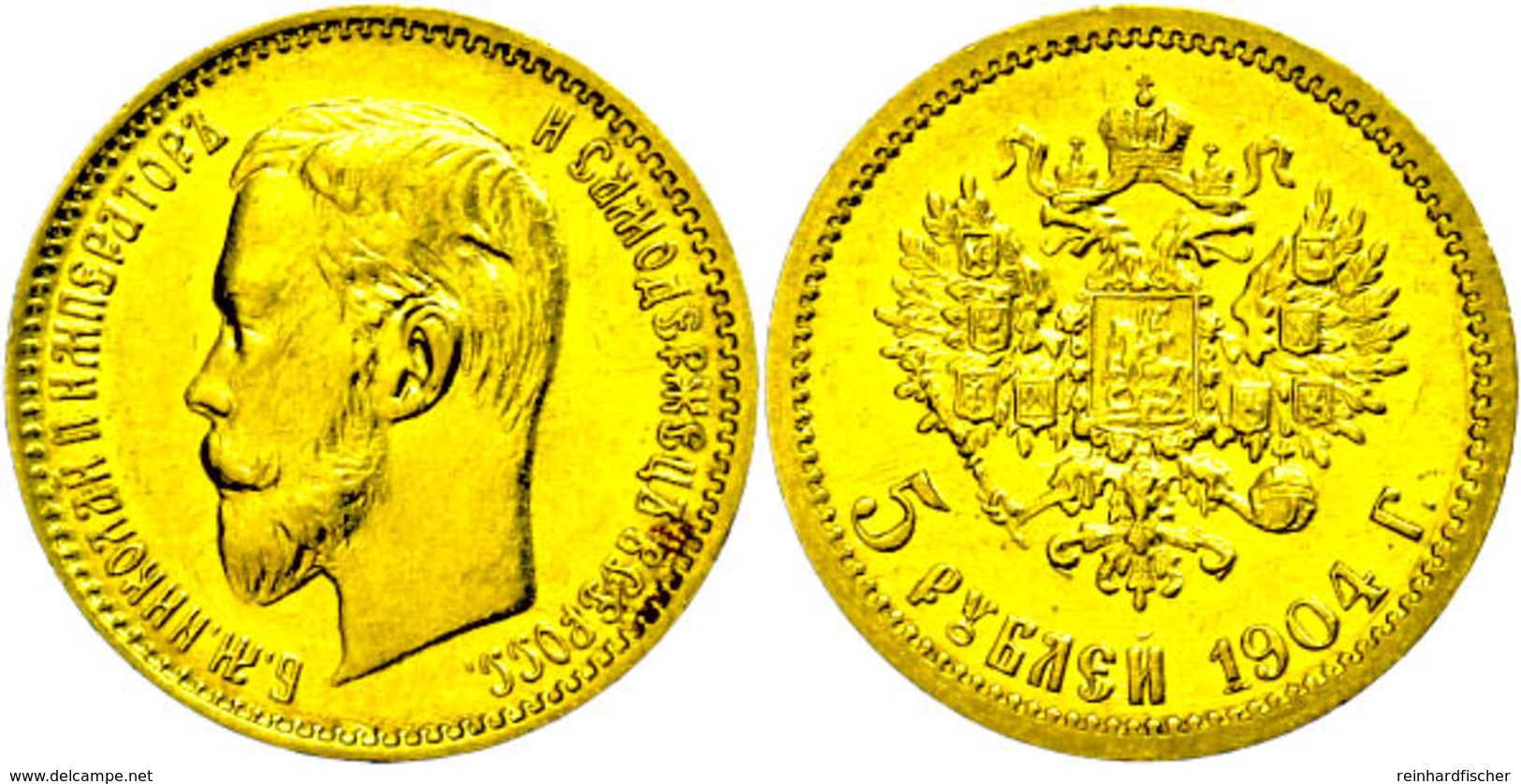 5 Rubel, Gold, 1904, Nikolaus II., Fb. 179, Etwas Berieben, Ss-vz.  Ss-vz - Russland