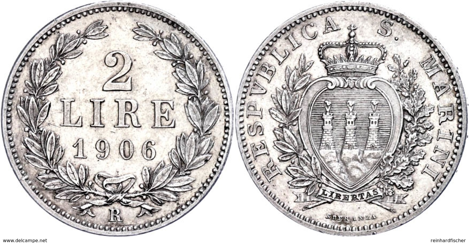 2 Lire, 1906, KM 5, Vz.  Vz - Saint-Marin