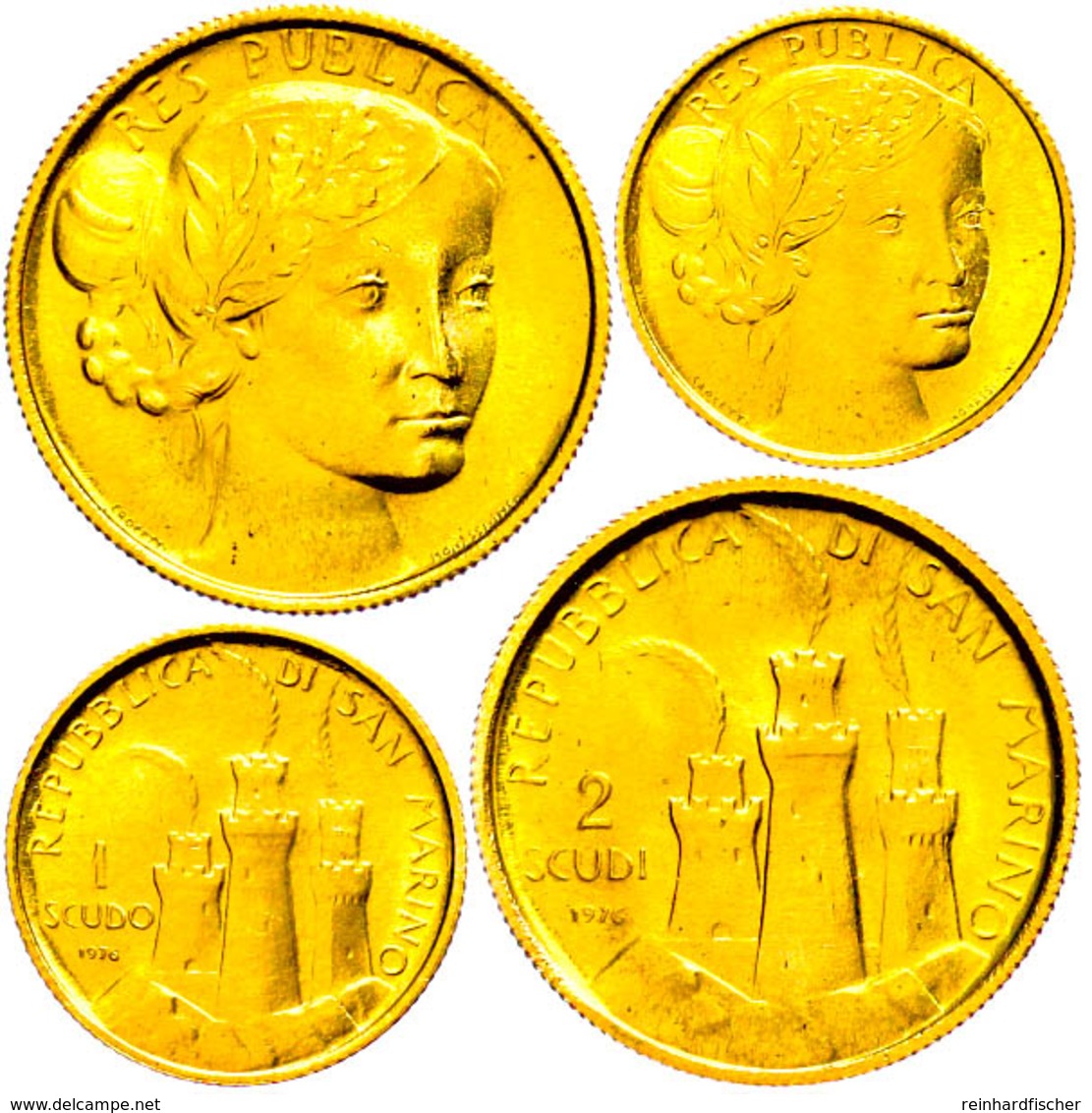 1 Und 2 Scudi, Gold, 1976, KM 60/61, Mit Zertifikat In Ausgabeschatulle, F. St. - San Marino