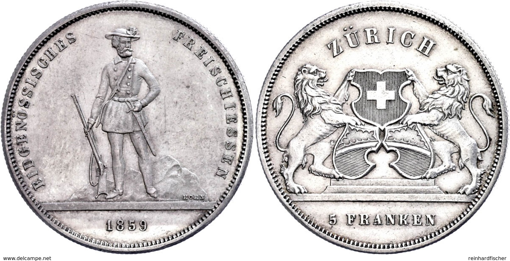 5 Franken, 1859, Zürich, HMZ 2-1343c, Vz.  Vz - Sonstige & Ohne Zuordnung