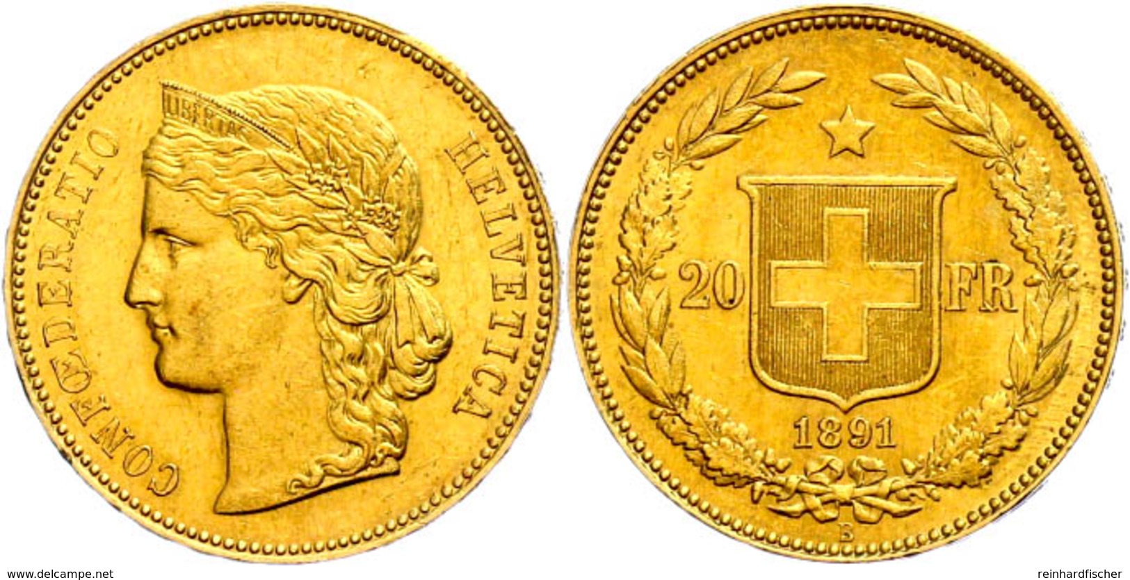 20 Franken, Gold, 1891, Fb. 495, Vz.  Vz - Sonstige & Ohne Zuordnung