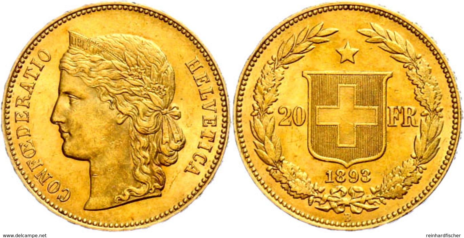 20 Franken, Gold, 1893, Fb. 495, Vz.  Vz - Autres & Non Classés