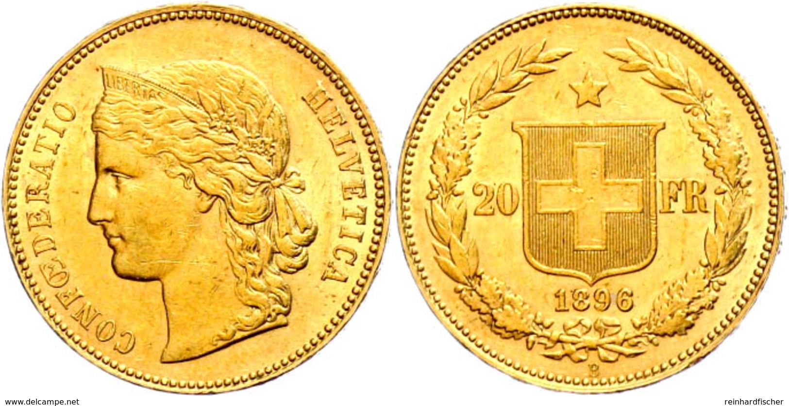 20 Franken, Gold, 1896, Fb. 495, Kl. Rf., Ss.  Ss - Sonstige & Ohne Zuordnung