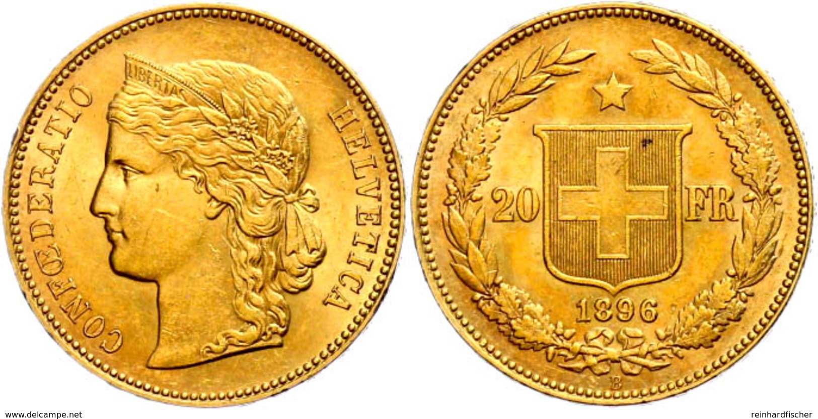 20 Franken, Gold, 1896, Fb. 495, Vz.  Vz - Sonstige & Ohne Zuordnung