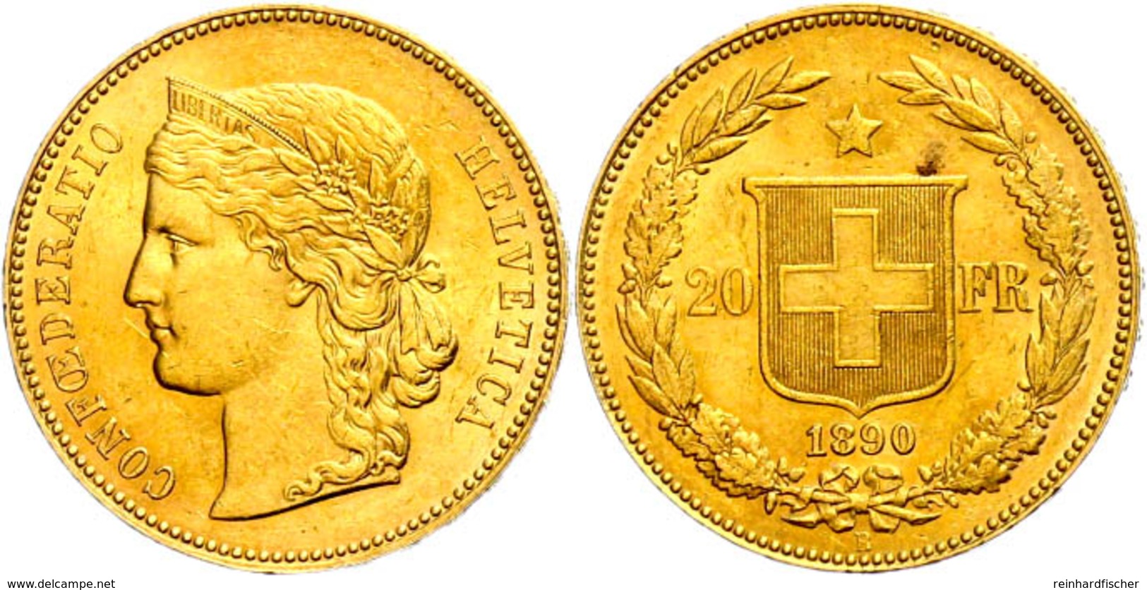 20 Franken, Gold, 1890, Fb. 495, Vz.  Vz - Sonstige & Ohne Zuordnung