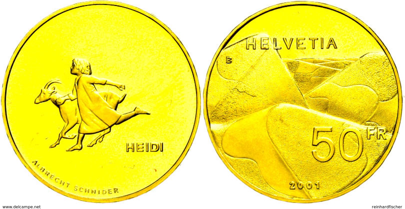 50 Franken, Gold, 2001, 100. Todestag Von Johann Spyri, 10,16 G Fein, Fb. 520, Angelaufen/Fingerabdrücke, Mit Zertifikat - Other & Unclassified