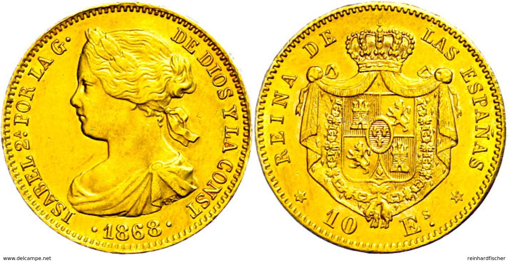 10 Escudos, Gold, 1868, Isabel II., Fb. 336, Vz.  Vz - Autres & Non Classés