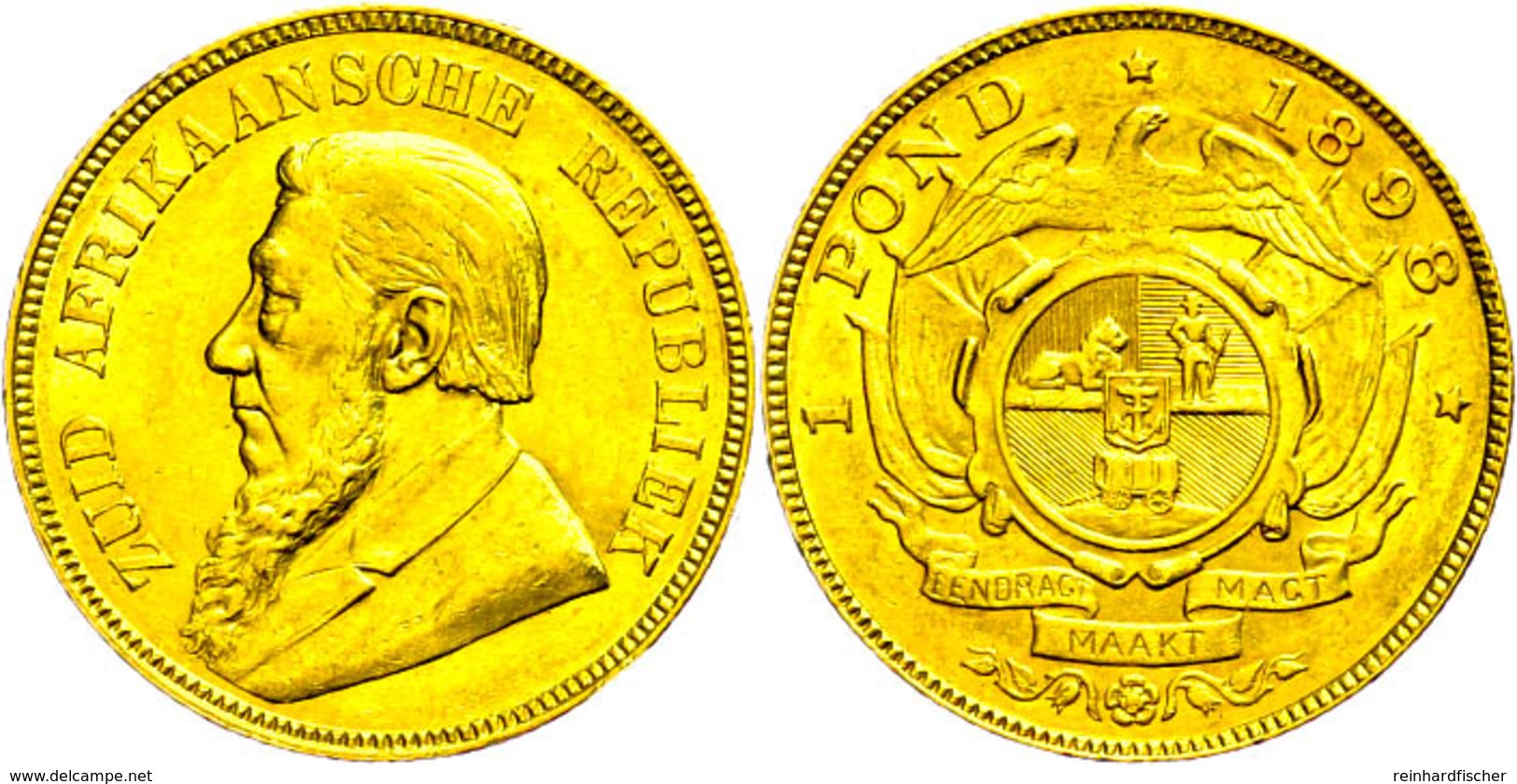 Pound, Gold, 1898, Fb. 2, Kl. Rf., Ss+.  Ss - Südafrika