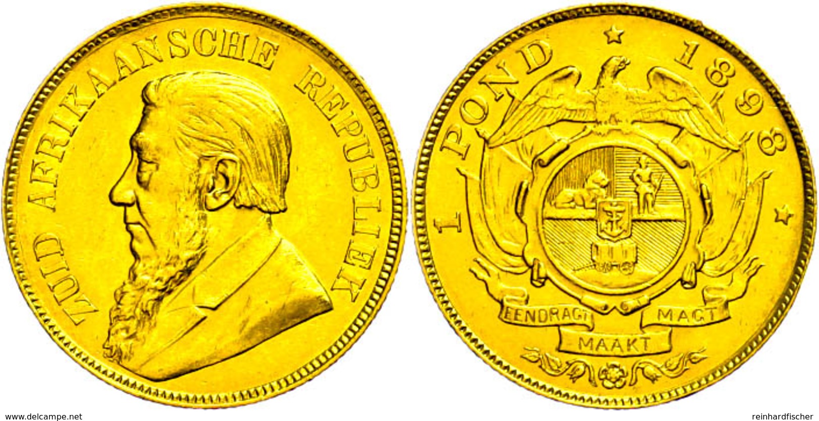 Pound, Gold, 1898, Fb. 2, Kl. Rf., Ss.  Ss - Sudáfrica