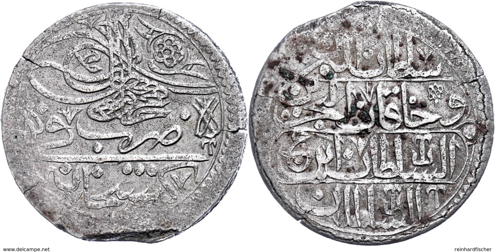Kurus, AH 1143, Mahmud I., Gümüshane, KM 212, Prägeschwäche Und Schrötlingsfehler, Zainende, Ss. Selten!  Ss - Orientalische Münzen
