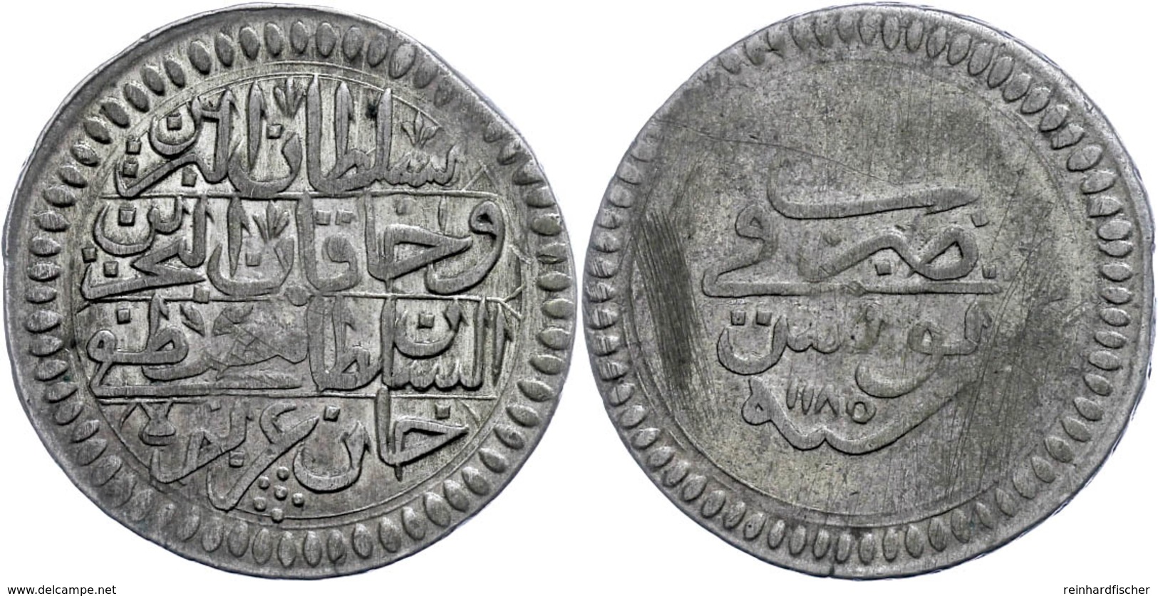 Riyal, 1185, Mustafa III., Tunis, KM 57 (Tunesien), Leichte Prägeschwäche, Kratzer, Ss.  Ss - Oriental