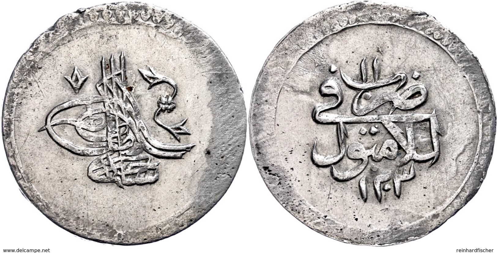 Kurus, AH 1203/11, Selim III., Konstantinopel, KM 498, Prägeschwäche Am Rand, Ss. Selten!  Ss-vz - Orientalische Münzen