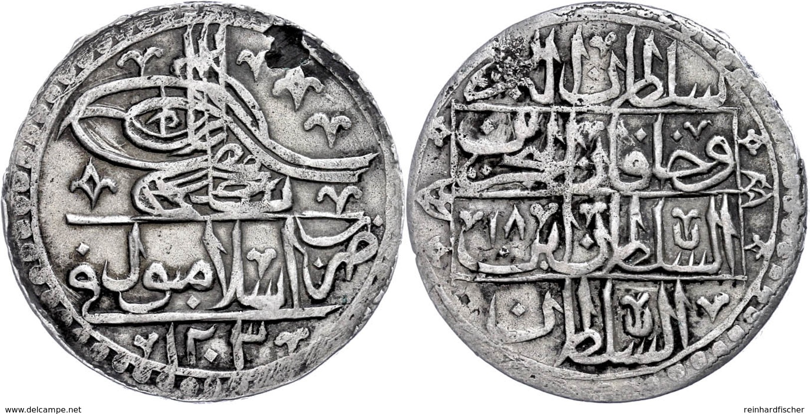 Yüzlük, AH 1203/18, Selim III., Konstantinopel, Schrötlingsfehler Am Rand, Leichte Prägeschwäche, Ss.  Ss - Orientalische Münzen