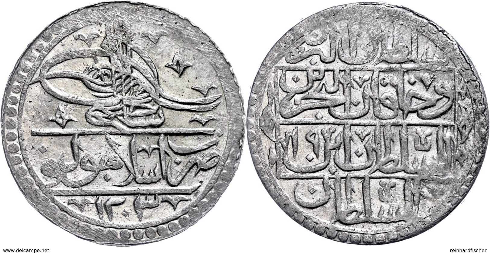 Yüzlük, AH 1203/19, Selim III., Konstantinopel, KM 507, Kl. Schrötlingsfehler, Leichte Prägeschwäche, F. Vz. Los 1278 De - Orientalische Münzen